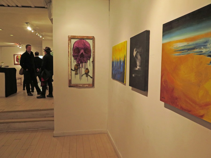 The gorgeous skulls are by Chris Austen. The vibrant landscapes are by Alaa Taher (we chatted earlier in the night).
