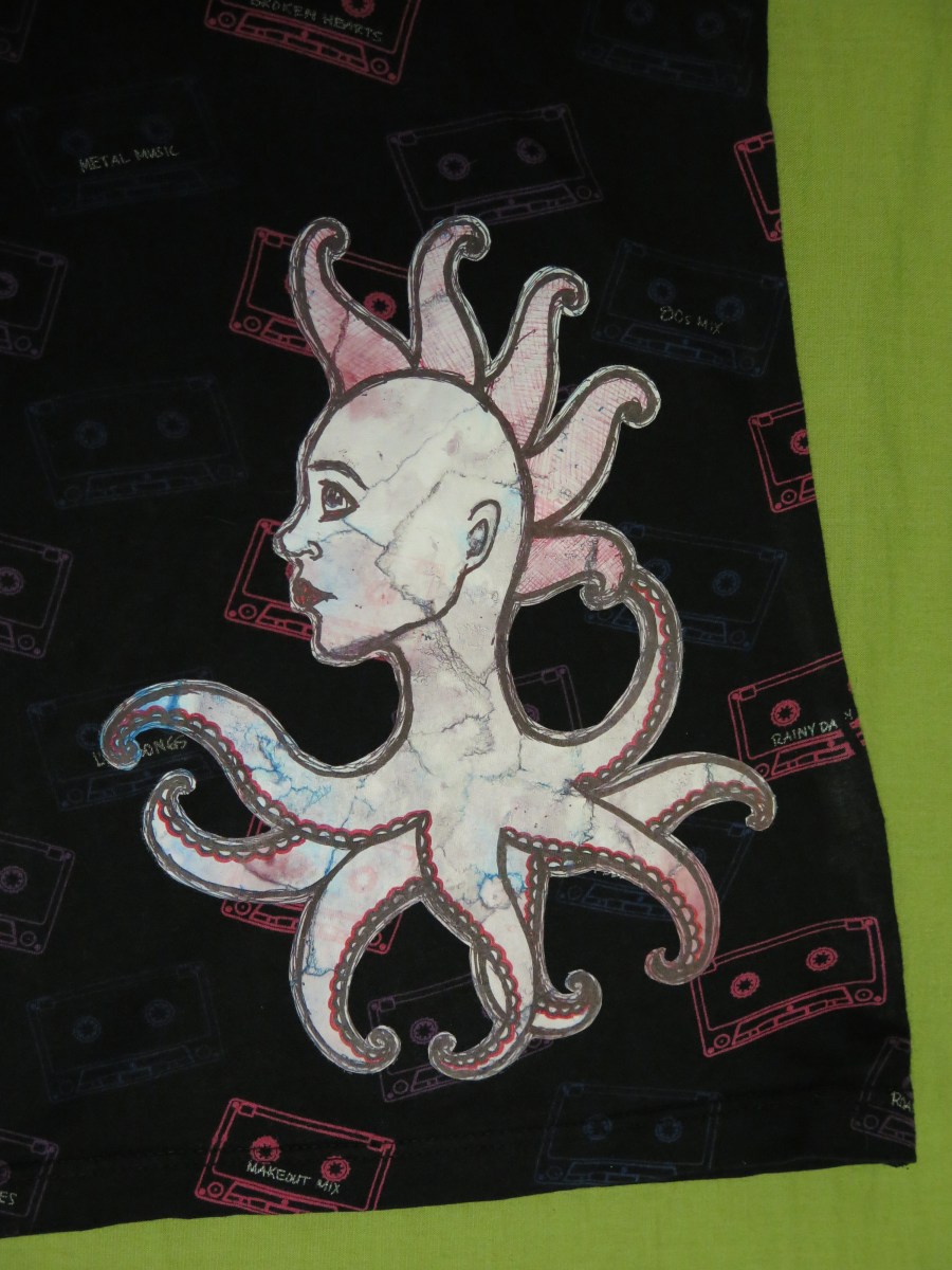 "Octopunk" t-shirt detail