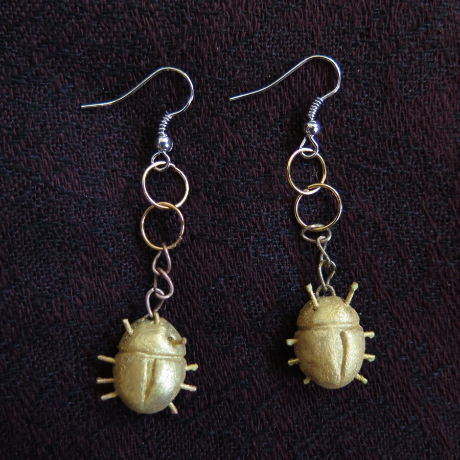 Sarah's scarab beetle earrings