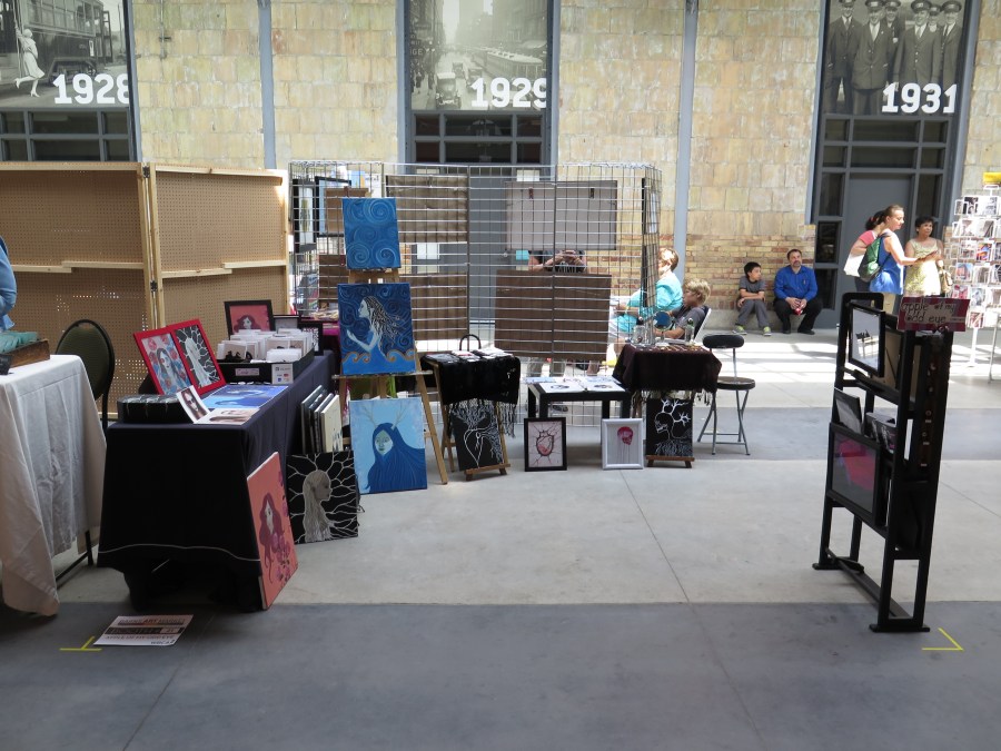 All set up--Apple of my Odd eye's stall at Wychwood Barns