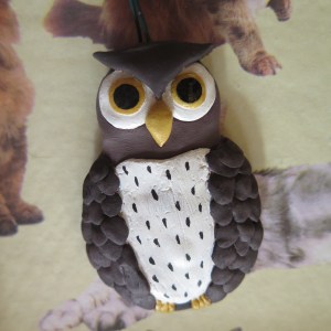 Tall brown owl Christmas ornament