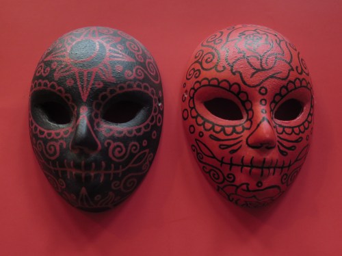 Painted mini-masks by Ashley Pleasant